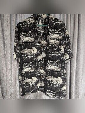 George Men's Black & White Graphic Button-Up Shirt